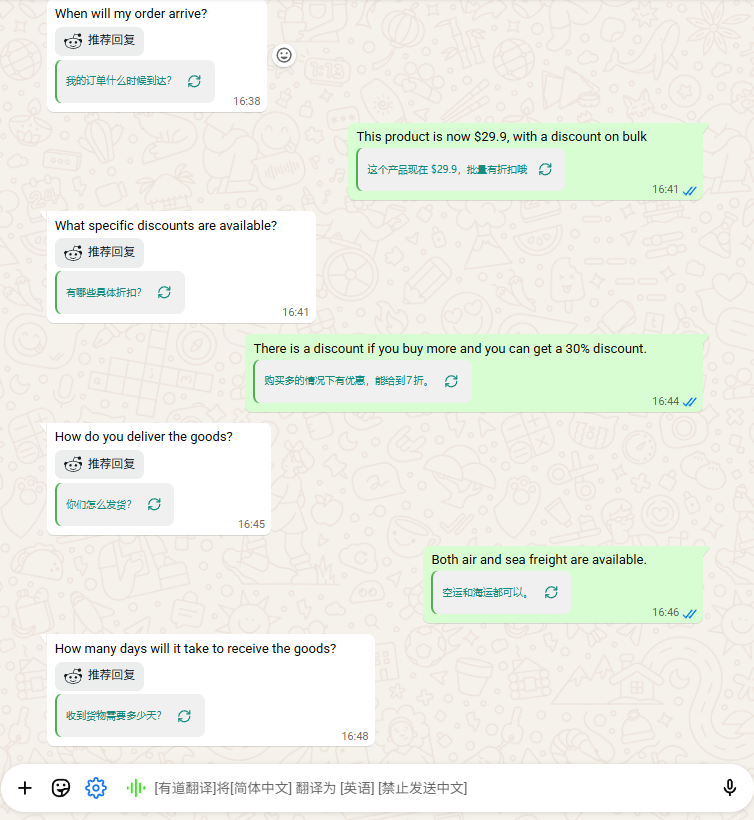 聊天翻译预览界面